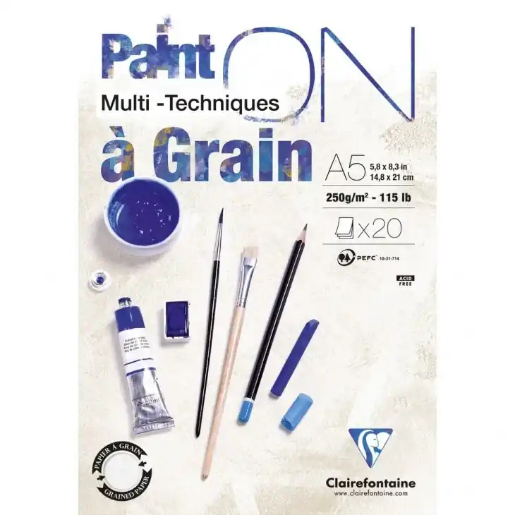 Clairefontaine Painton Mixmedia - Met Grain Blok - 250 gr - 20 Blad - Wit Rechtstreeks Van De Fabrikant