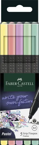 Faber Castell Fineliner Grip 0,4mm - etui 5 stuks Pastel Favoriet