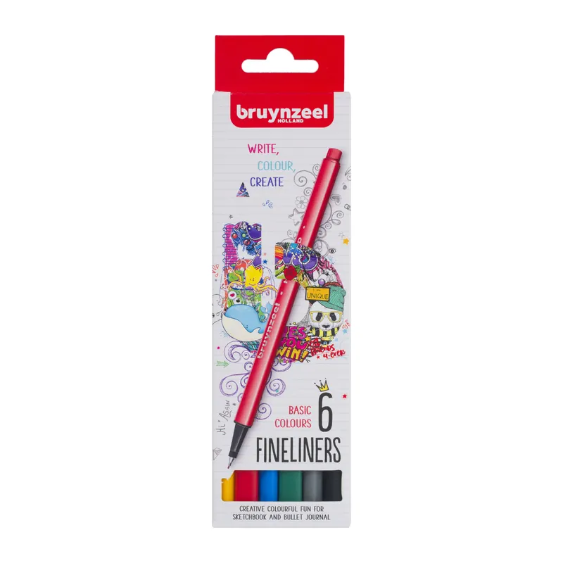 Shop Nu Bruynzeel Fineliner set basis- 6 kleuren