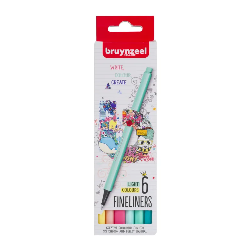 Favoriet Bruynzeel Fineliner set licht- 6 kleuren
