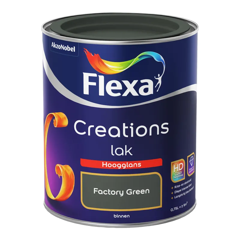 Koop Vandaag Flexa Creations Lak Hoogglans - Factory Green