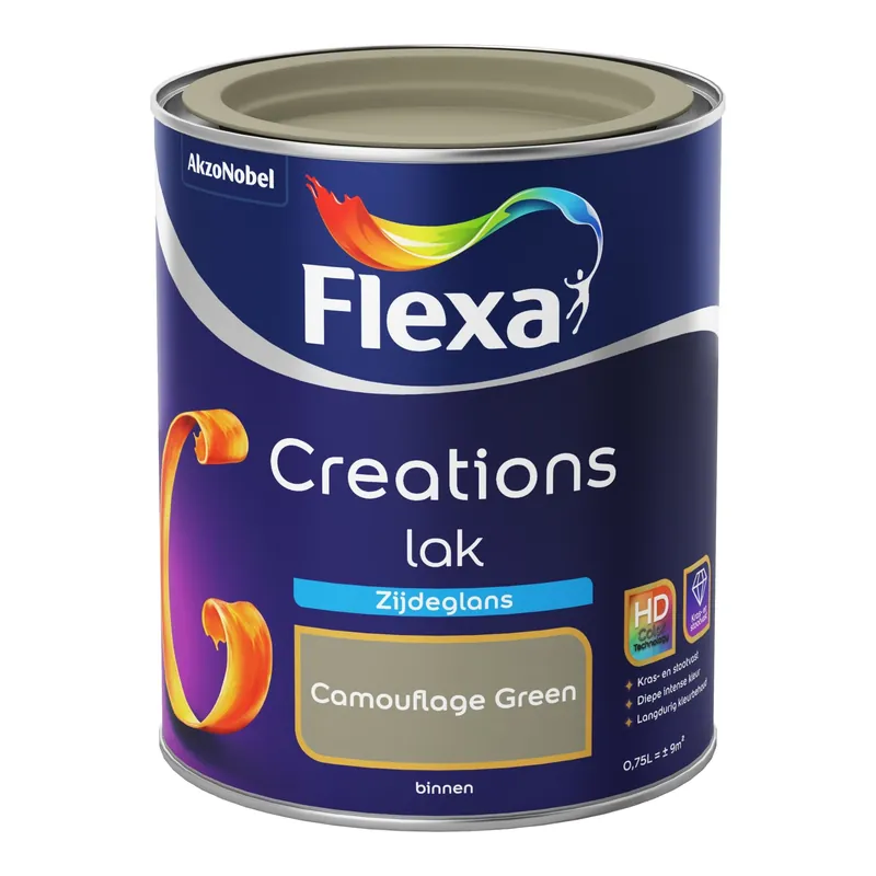 Flexa Creations Lak Zijdeglans - Camouflage Green Rechtstreeks Van De Fabrikant