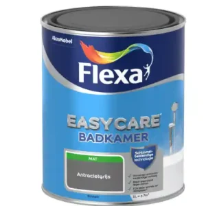 Koop Vandaag Flexa Easycare Muurverf Badkamer Mat - Antracietgrijs - 1 liter