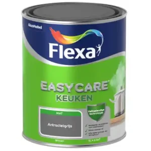 Hete Deal Flexa Easycare Muurverf Keuken Mat - Antracietgrijs - 1 liter
