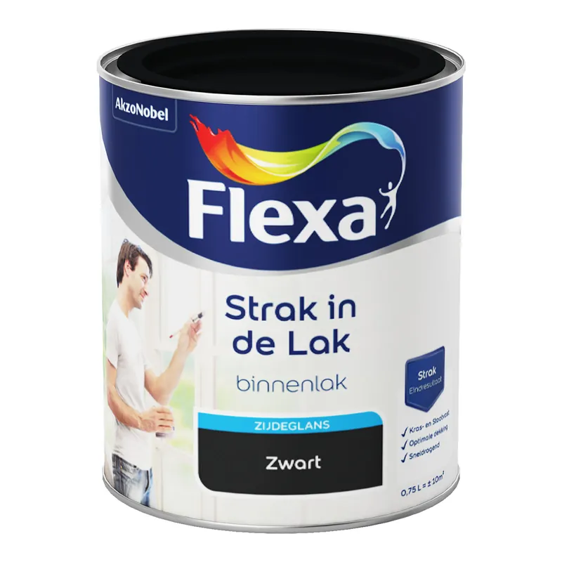 Flexa Strak in de Lak Binnenlak Zijdeglans - Zwart Op = Op