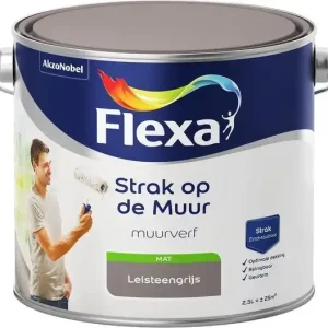Flexa Strak op de Muur Muurverf - Mat - 2,5 liter - Leisteengrijs Lage Prijs