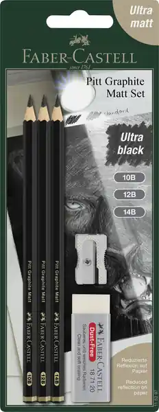 Aanbieding Faber Castell Grafietpotlood Pitt Mat set van 3