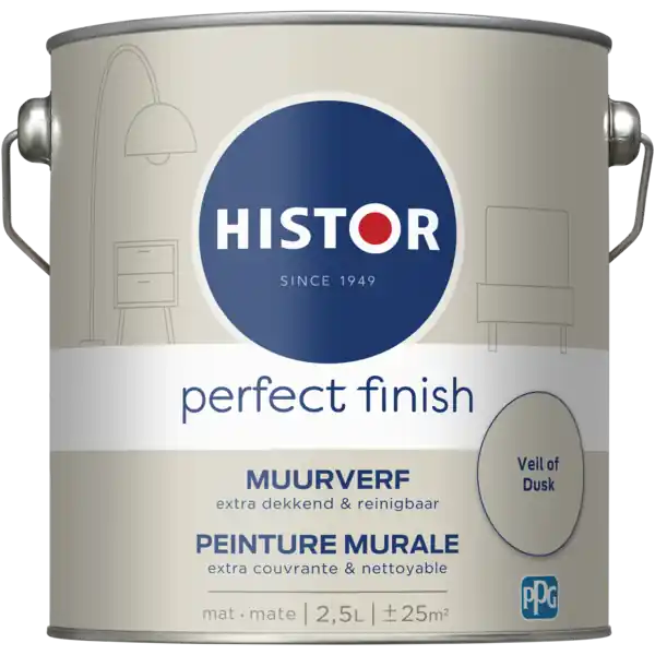 Histor Perfect Finish Muurverf Mat - Veil of Dusk - 2,5 liter Finale Uitverkoop