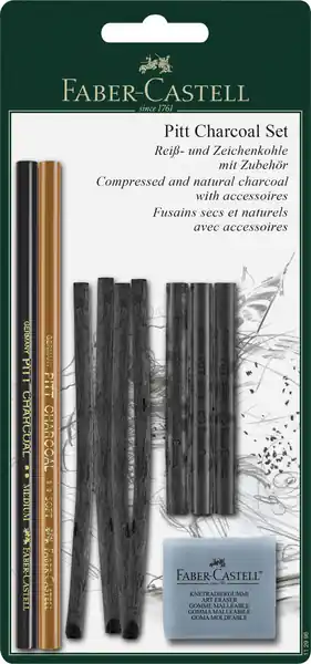 Exclusieve Aanbieding Faber Castell Houtskool Pitt Monochrome - set op blister