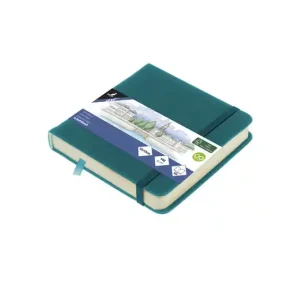 Kangaro Schetsboek - Dark Turquoise - Hardcover - 80 vellen - 140g - Roomwit Papier met Elastiek en Lint Merkproduct