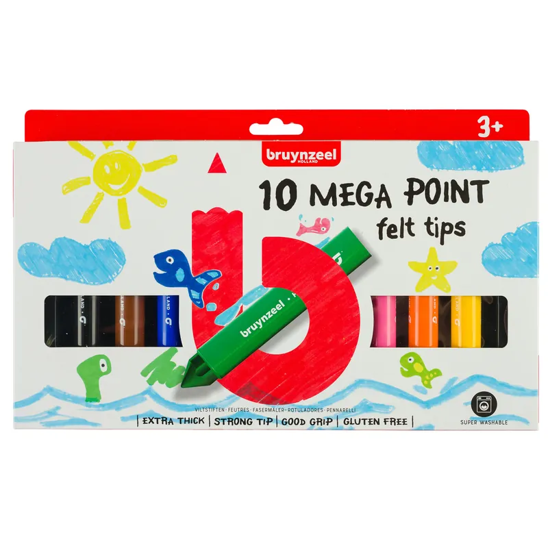 Goedkoop Bruynzeel Kids Mega Points viltstiften - 10 stuks