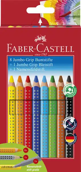 Faber Castell kleurpotlood Jumbo Grip - promotieset 8 + 1 + 1 Populair