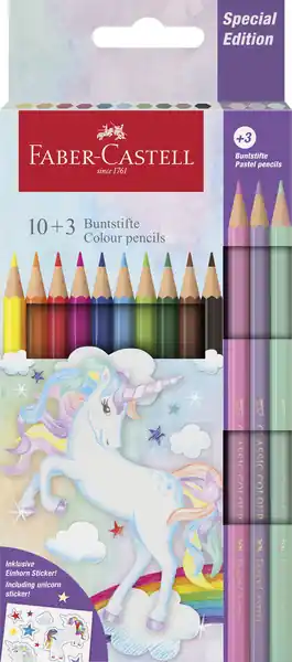 Faber Castell Kleurpotlood Unicorn zeskantig in karton etui Laatste Versie