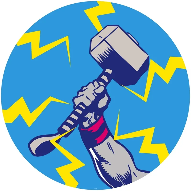 Beperkte Voorraad Noordwand Komar Dots Behangcirkel Marvel - Avengers - Thor's Hammer Pop Art - DD1-056