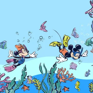 Beperkt Aanbod Komar Into Wonderland Fotobehang Disney - Mickey & Minnie Coral Reef - IADX6-105