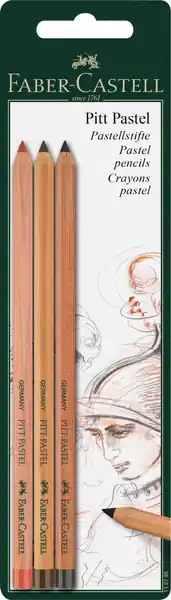 Gereduceerde Prijs Faber Castell Pastelpotlood Pitt - 3 stuks op blister