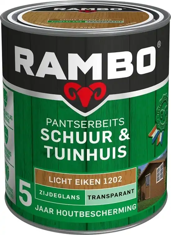 Alleen Vandaag Rambo Pantserbeits Schuur & Tuinhuis Zijdeglans Transparant - Licht eiken