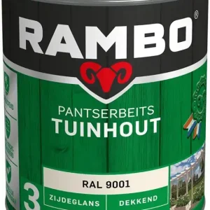 Lage Prijs Rambo Pantserbeits Tuinhout Zijdeglans Dekkend - 750 ml Ral 9001