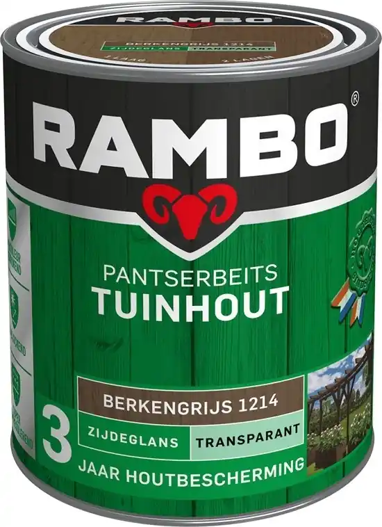 Laatste Versie Rambo Pantserbeits Tuinhout Zijdeglans Transparant - Berkengrijs