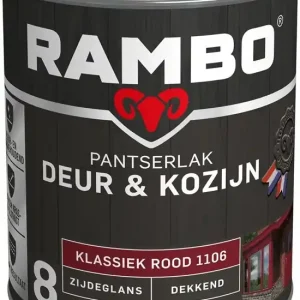 Koopje Rambo Pantserlak Deur & Kozijn Zijdeglans Dekkend - 750 ml Klassiek rood