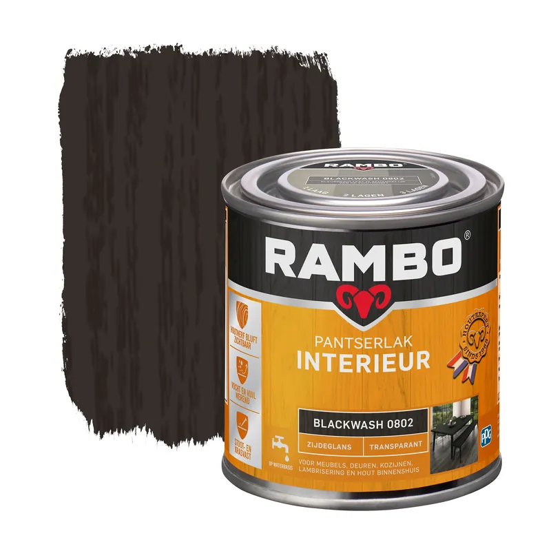 Rambo Pantserlak Interieur Transparant Zijdeglans - Blackwash Meest Verkocht