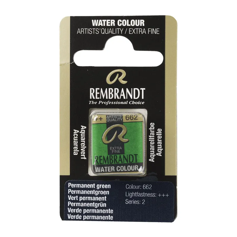 Hoge Kwaliteit Rembrandt Aquarelverf Napje - Permanentgroen #662