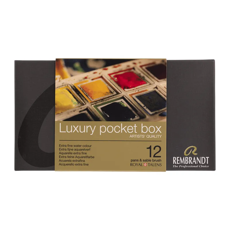 Rembrandt Professionele Aquarelverf Kunststof Pocketbox Set - 12 Halve Napjes + 1 Penseel - Algemene Kleurselectie Koop Vandaag