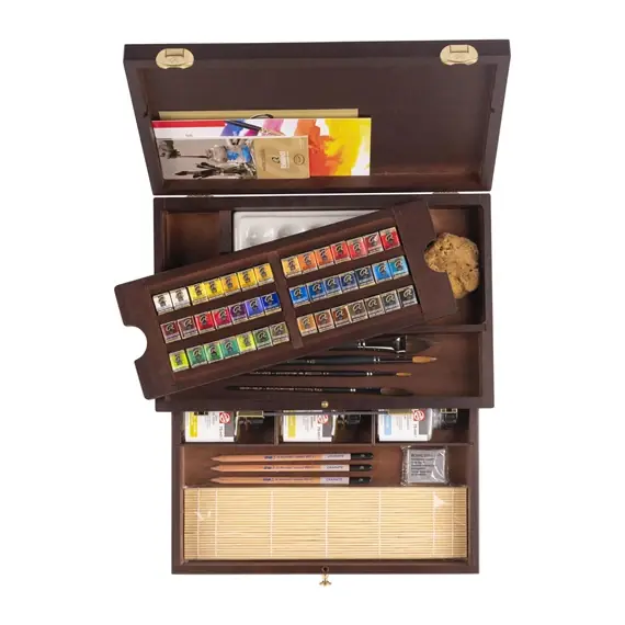 Rembrandt Professionele Aquarelverf Metalen Set Master - 42 Halve Napjes + 14 Accessoires - Algemene Kleurenselectie Speciale Aanbieding
