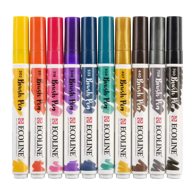 Royal Talens Ecoline Set van 10 Brush Pens - Donker Op = Op