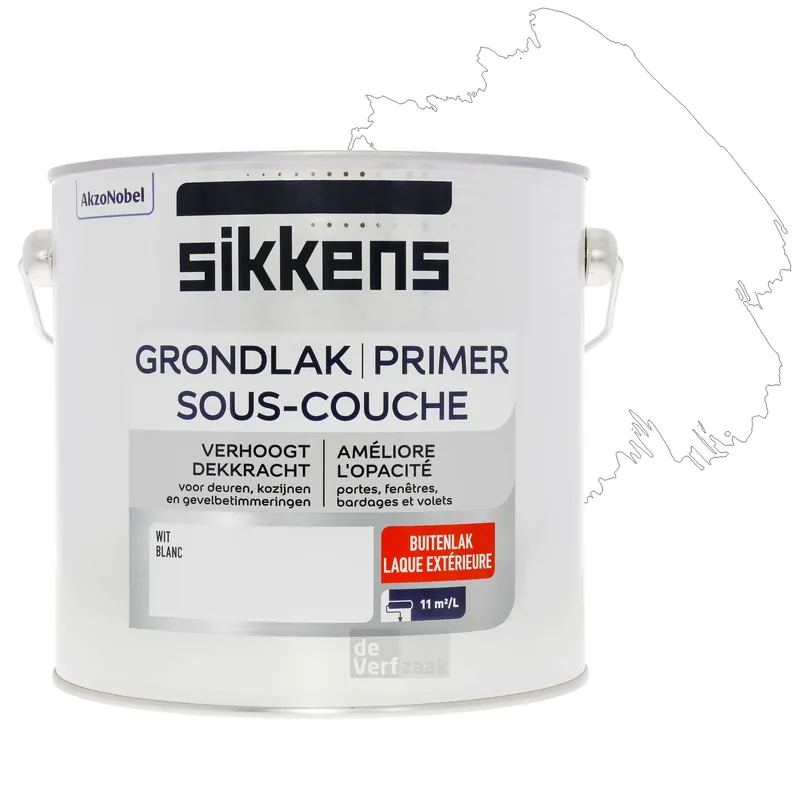 Uitverkoop Sikkens Grondlak Buitenlak - 2,5 liter Wit