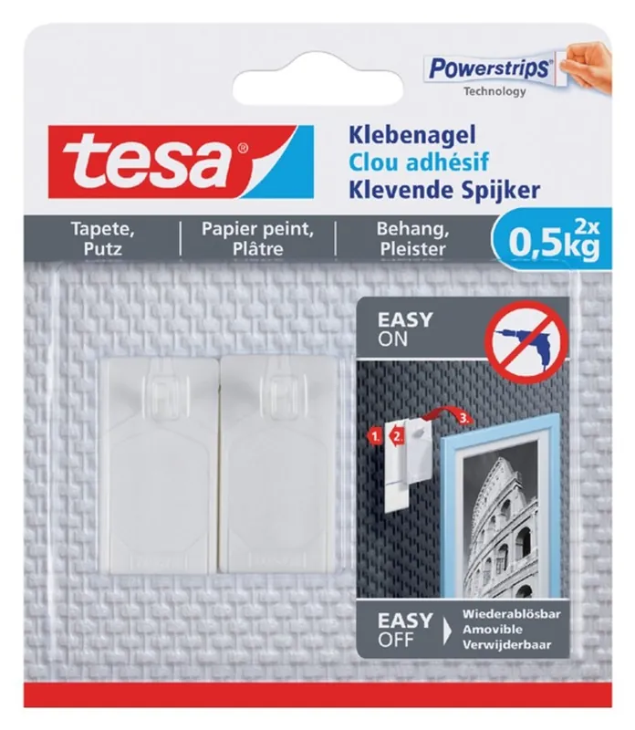 Tesa klevende spijker voor behang en pleister Actieprijs