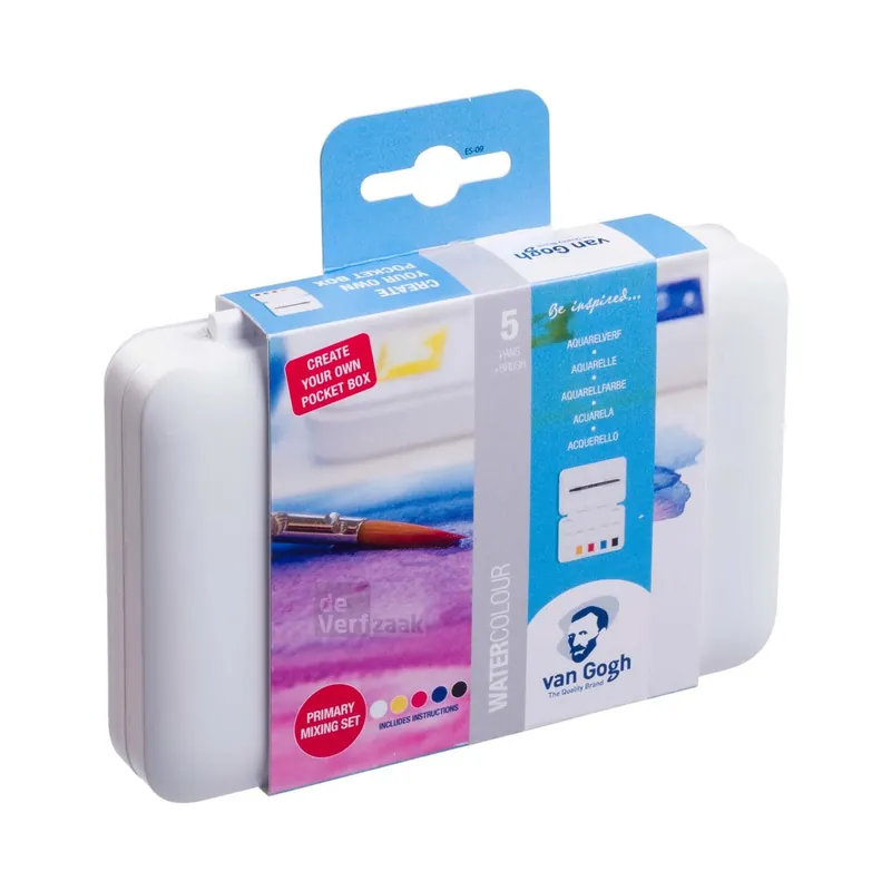 Van Gogh Aquarelverf Pocket Box Primaire Mengset | 5 Halve Napjes + 7 Lege Plekken Hoge Kwaliteit