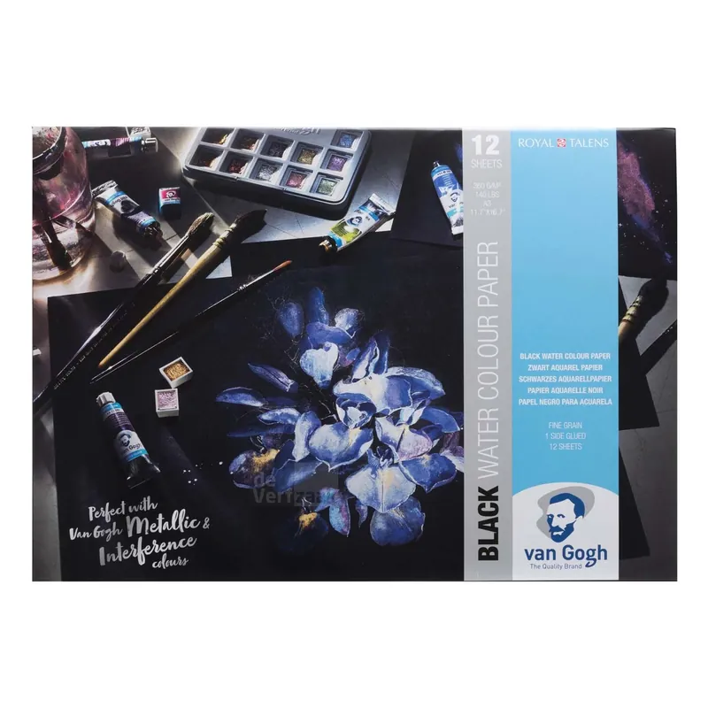 Finale Uitverkoop Van Gogh Zwart Blok met Aquarelverfpapier 12 vellen 360 Gram (A4)