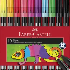 Faber Castell Viltstiften Duo - neon kleuren in etui a 10 stuks Nu Kopen